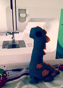 Mr. Dinosaur on guard at my sewing machine